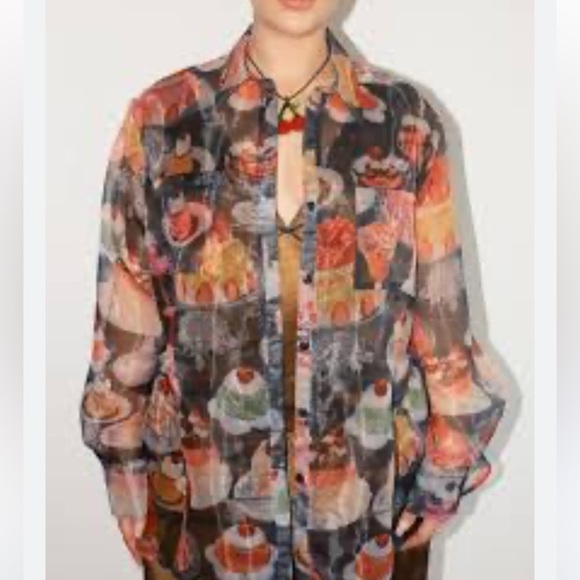 Lisa Says Gah Semi Sheer Button Front Top NWT The Dessert Table Collection - Picture 9 of 10